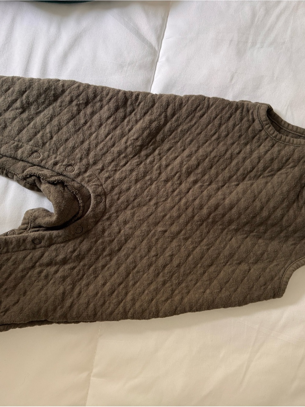 Page Quilted Brown Baby Footie Romper